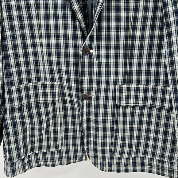 J. Crew Men's Two Button Plaid Blazer - Blue/Green/White - Medium - Picture 2 of 10